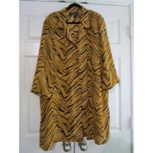 State of Design Shirt Womens 3X Tiger Animal Print Button Up Short Sleeve Top